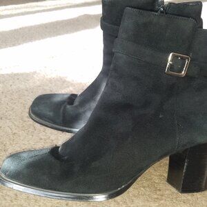 Karen Scott Black Zip Suede Bootie Heels Size 9